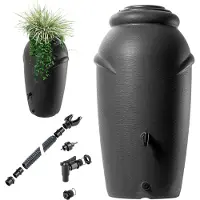 Selius Serbatoio da 210 litri, in plastica antracite, dal design ovale, ideale per giardino e irrigazione