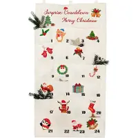 Merkloos Calendario dell'Avvento da riempire - 24 tasche - Feltro e cotone - 130 x 60 cm - Riutilizzabile
