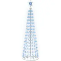 Syfax Albero di Natale a cono LED 180 cm 250 LED Blu Acciaio Bianco
