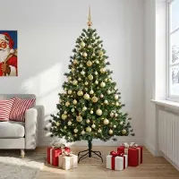 Syfax Albero di Natale artificiale con palline 240 cm 300 LED