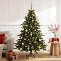 Syfax Albero di Natale artificiale con palline 150 cm 150 LED