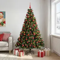 Syfax Albero di Natale Artificiale con Palline 210 cm 300 LED