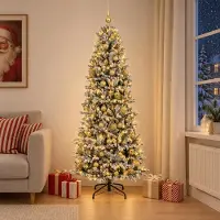 Syfax Albero di Natale artificiale con palline 210 cm 300 LED