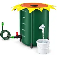 Selius Contenitore per la raccolta dell'acqua piovana pieghevole, capacità 250 litri, forma a fiore, con rubinetto