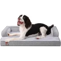 OEM Cuccia ortopedica per cani, con schienale a forma di U, lavabile, grigia, 88x55x15 cm