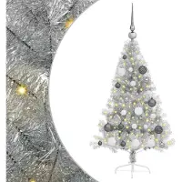 vidaXL Albero di Natale artificiale preilluminato argento 120 cm PET