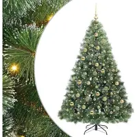 Syfax Albero di Natale artificiale con 300 LED Verde 210 cm PE e PVC