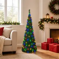 Syfax Albero di Natale LED pop-up 150 cm 100 LED PVC Verde