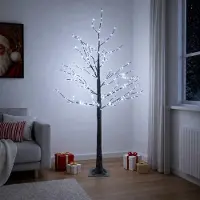 Syfax Albero di Natale LED innevato Marrone 22 x 22 x 120 cm Plastica