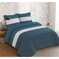 Merkloos Set di copripiumino e federe in cotone 100%, dimensioni: copripiumino 260 x 240 cm, 2 federe 65 x 65 cm, colore blu