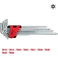 Ks Tools Set di chiavi angolari Torx con foro, XL, 9 pezziTB10-TB50