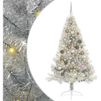 vidaXL Albero di Natale artificiale preilluminato argento 180 cm PET