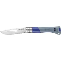 Opinel No. 09 Ocean 3261, Made For The Elements, Satin Stainless Steel, Blue Polyamide, coltello da marinaio parzialmente seghettato