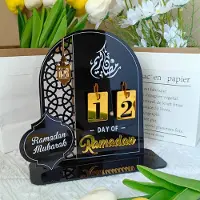 GZWY Calendario del Ramadan, Eid Mubarak, decorazioni, fai da te, decorazioni islamiche, acrilico, nero