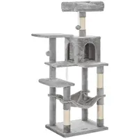 BellaFurn Albero per gatti con amaca, alto, dal design moderno, color grigio