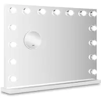 LTPRTZ Specchio Hollywood - Specchio per trucco - Applica il trucco - Illuminazione regolabile - 58 x 46 cm - Bianco
