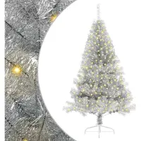 vidaXL Albero di Natale artificiale preilluminato argento 180 cm PET