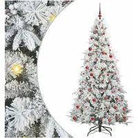 vidaXL Albero di Natale artificiale pieghevole bianco 210 cm PE e PVC