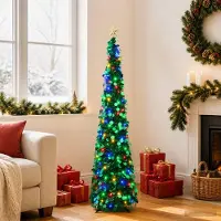Syfax Albero di Natale LED pop-up con stella 150 cm 50 LED PET Verde