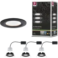 Paulmann Nova Coin, set da 3, rotonda, dimmerabile a 3 livelli, fissa, nera
