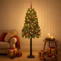 Syfax Albero di Natale artificiale con rami snodati e palline 120 cm