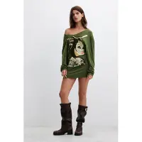 Desigual , mini abito stampato vintage, Donna, Viscosa, Verde, S