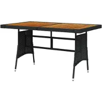 LTPRTZ Tavolo da giardino 130x70 cm in legno di poli-rattan e acacia - Mobili da esterno per terrazza e giardino