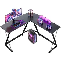 StarTech.com Tavolo da gioco - Scrivania ad angolo a forma di L - 120 × 120 × 77,5 cm - Struttura in metallo robusta - Aspetto in fibra di carbonio nero