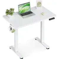 StarTech.com Scrivania - Scrivania regolabile in altezza - 3 posizioni di memoria - Compatta, 80 cm - Struttura in metallo con piano in pannello di particelle - Bianco