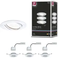Paulmann Faretti LED da incasso Base Coin bianchi con interruttore on/off, 3