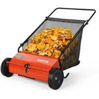 StarTech.com Spazzatrice per prati - Aspiratore manuale per foglie - Larghezza di lavoro di 53 cm - Contenitore di raccolta da 170 litri - Spazzole a forma di V regolabili - Colore: arancione