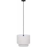 Relaxdays Lampada a sospensione , realizzata in lino e metallo, dimensioni 132 x 42 cm, con due paralumi, ideale per camera da letto e soggiorno, colore crema/nero