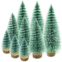 Merkloos Alberello di Natale in miniatura - Set di 9 pezzi - PVC - Verde - 10, 15 e 20 cm