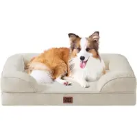 OEM Divano ortopedico per cani, con imbottitura in memory foam, lavabile, antiscivolo, color beige, taglia L