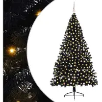 vidaXL Albero di Natale artificiale preilluminato nero 240 cm PVC