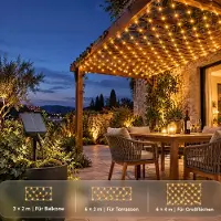 VA-Cerulean , catena luminosa solare a LED, 6 x 2 metri, 280 LED, luce calda, con timer