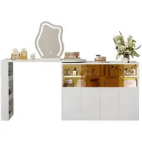 StarTech.com Comò da trucco - Comò cosmetico girevole - Con specchio - Spazio di stoccaggio multistrato - Senza sgabello - Pannello di particelle di legno - Bianco