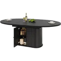 StarTech.com Tavolo da pranzo – Allungabile, forma ovale – Con spazio contenitivo – Per 4-6 persone – 118–158 × 118 × 76,5 cm – MDF – Nero