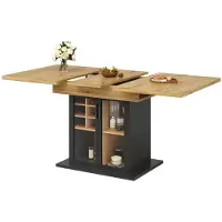 StarTech.com Tavolo da pranzo allungabile - Tavolo da cucina pieghevole - Per 4-6 persone - 110-140 x 80 cm - Portabottiglie - MDF - Nero