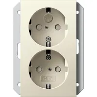 Gira 273101 Doppia presa SCHUKO KS, per scatola singola Sistema 55 Bianco crema