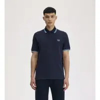 Fred perry per uomo. M12 Polo Twin Tipped Inghilterra blu navy (42), Casual, Cotone, Classico, Manica corta