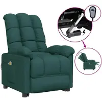 vidaXL Sedia da massaggio elettrica in tessuto verde scuro