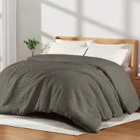 Merkloos Piumino matrimoniale 200 x 200 cm di colore grigio scuro, con imbottitura alternativa in piume sintetiche, traspirante e adatto a tutte le stagioni
