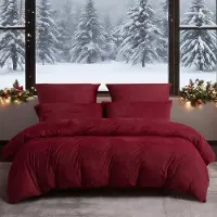 Merkloos Set di copripiumino in microfibra morbida color borgogna, dimensioni 220 x 240 cm, con cerniera e 2 federe