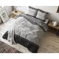 Merkloos Set di lenzuola con copripiumino in cotone al 100%, dimensioni 135 x 200 cm, colore grigio, completo di 2 federe da 80 x 80 cm e chiusura con cerniera nascosta