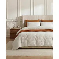 Merkloos Set di lenzuola con copripiumino in cotone al 100%, dimensioni 135 x 200 cm, con federe 80 x 80 cm, colore bianco a righe