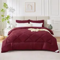 Merkloos Piumino invernale imbottito in microfibra, colore bordeaux, dimensioni 155 x 220 cm
