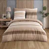 Merkloos Set di lenzuola con copripiumino in cotone, dimensioni 155x220 cm, con federe 80x80 cm e chiusura a zip