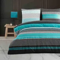 Merkloos Set di biancheria da letto in cotone, composto da: copripiumino 200x220 cm, 2 federe 80x80 cm e chiusura con cerniera