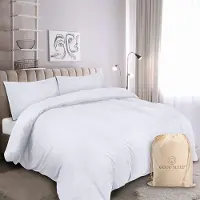 Merkloos Set di lenzuola per piumino in bianco, composto da 3 pezzi: un copripiumino di 200x200 cm e due federe da 50x75 cm, realizzato in 100% cotone
